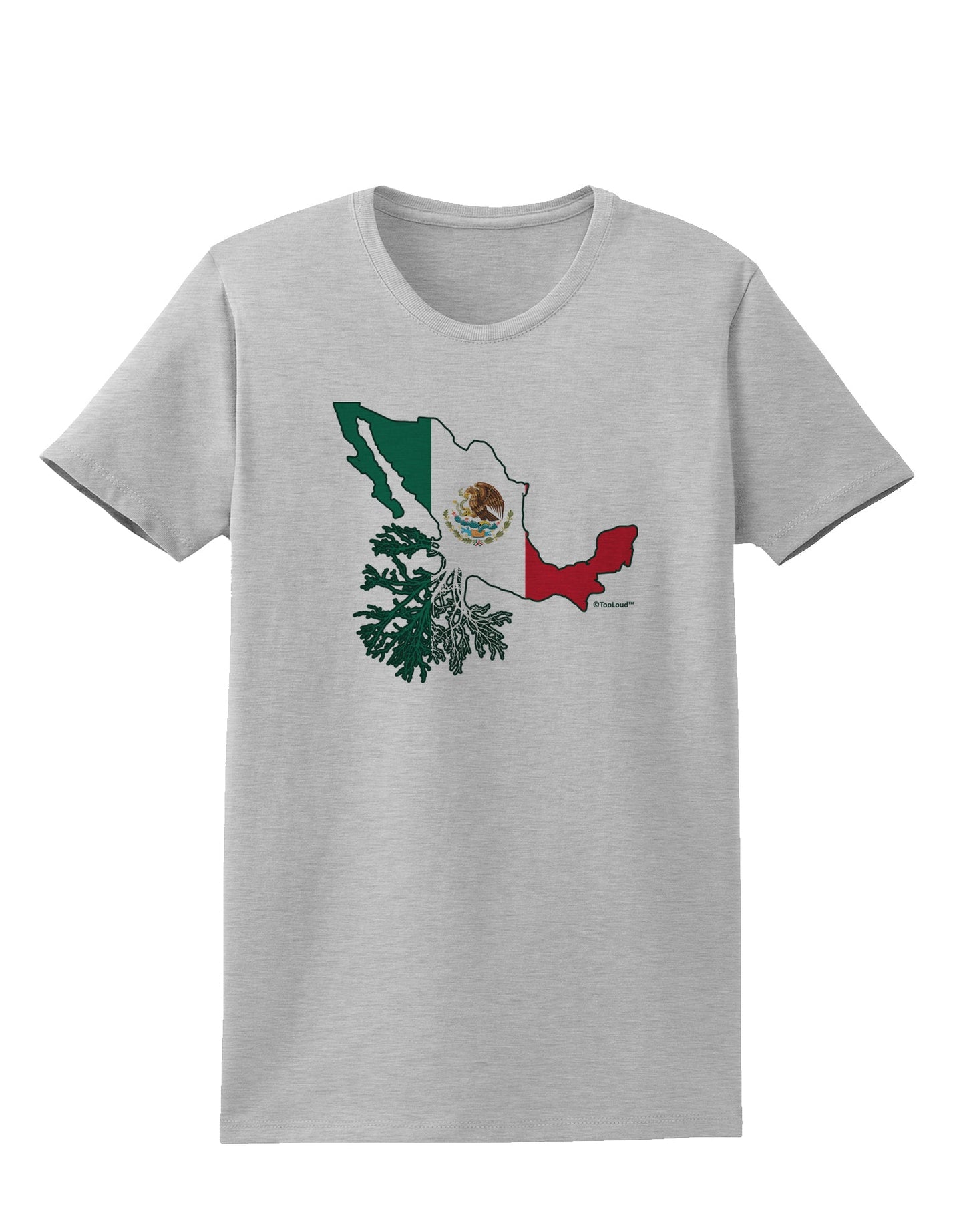 Mexican Roots - Mexico Outline Mexican Flag Womens T-Shirt by TooLoud-Womens T-Shirt-TooLoud-AshGray-X-Small-Davson Sales