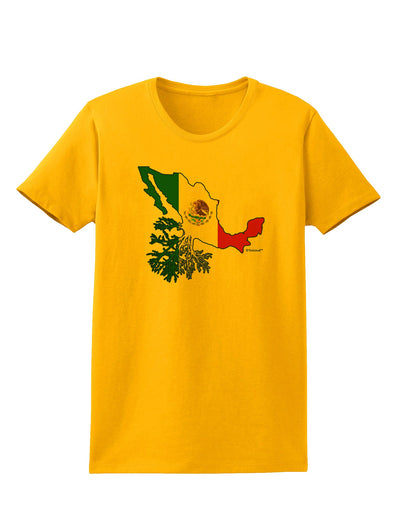 Mexican Roots - Mexico Outline Mexican Flag Womens T-Shirt by TooLoud-Womens T-Shirt-TooLoud-Gold-X-Small-Davson Sales