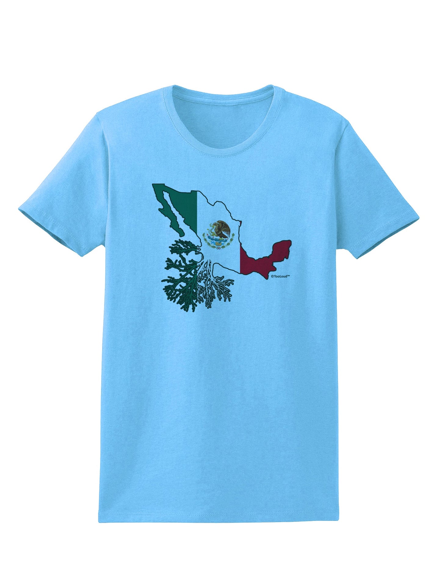 Mexican Roots - Mexico Outline Mexican Flag Womens T-Shirt by TooLoud-Womens T-Shirt-TooLoud-Aquatic-Blue-X-Small-Davson Sales