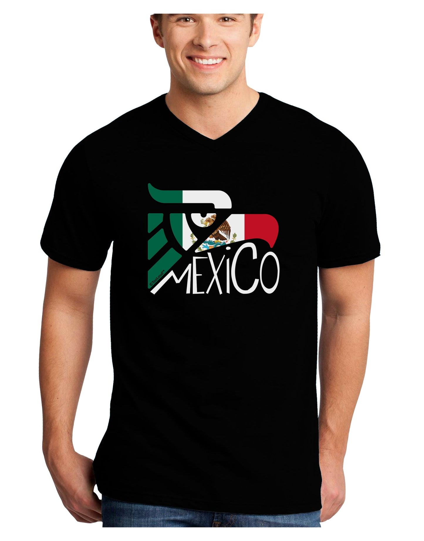 Mexico Eagle Symbol - Mexican Flag - Mexico Adult Dark V-Neck T-Shirt by TooLoud-Mens V-Neck T-Shirt-TooLoud-Black-Small-Davson Sales