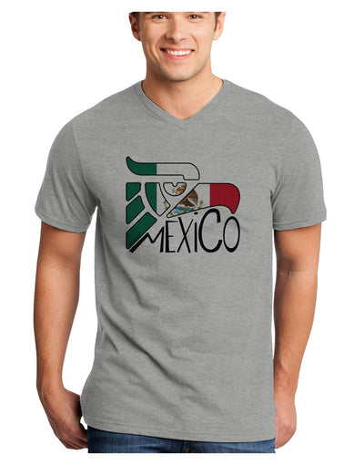 Mexico Eagle Symbol - Mexican Flag - Mexico Adult V-Neck T-shirt by TooLoud-Mens V-Neck T-Shirt-TooLoud-HeatherGray-Small-Davson Sales