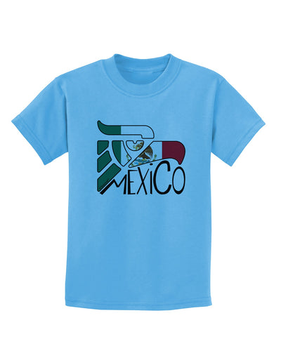 Mexico Eagle Symbol - Mexican Flag - Mexico Childrens T-Shirt by TooLoud-Childrens T-Shirt-TooLoud-Aquatic-Blue-X-Small-Davson Sales