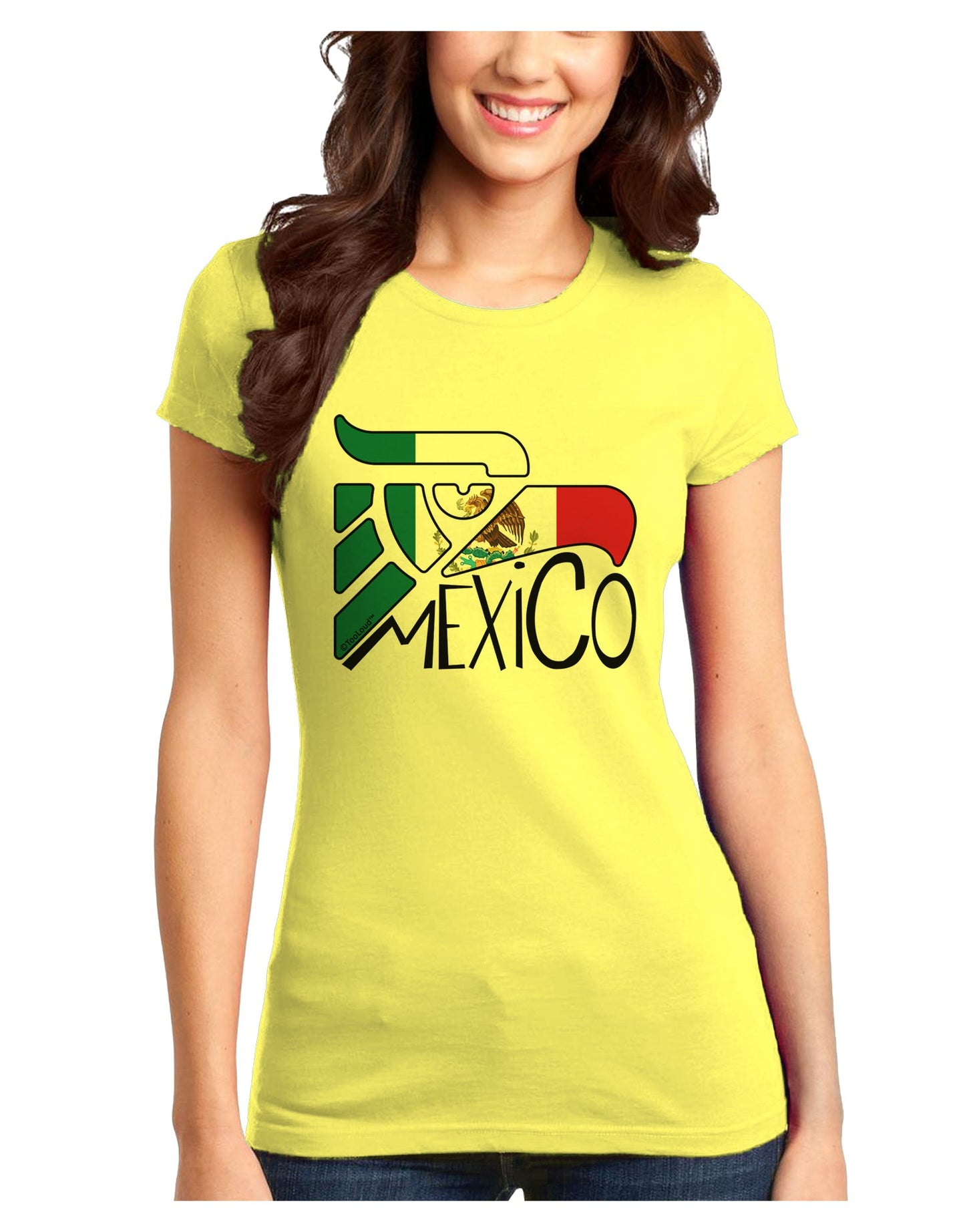 Mexico Eagle Symbol - Mexican Flag - Mexico Juniors T-Shirt by TooLoud-Womens Juniors T-Shirt-TooLoud-Yellow-Juniors Fitted X-Small-Davson Sales