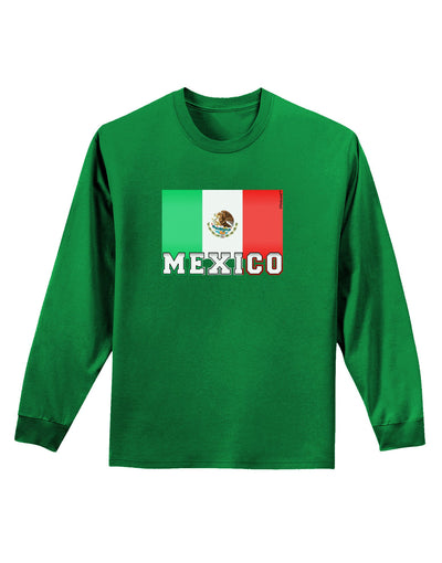 Mexico Flag Dark Adult Long Sleeve Dark T-Shirt-TooLoud-Kelly-Green-Small-Davson Sales