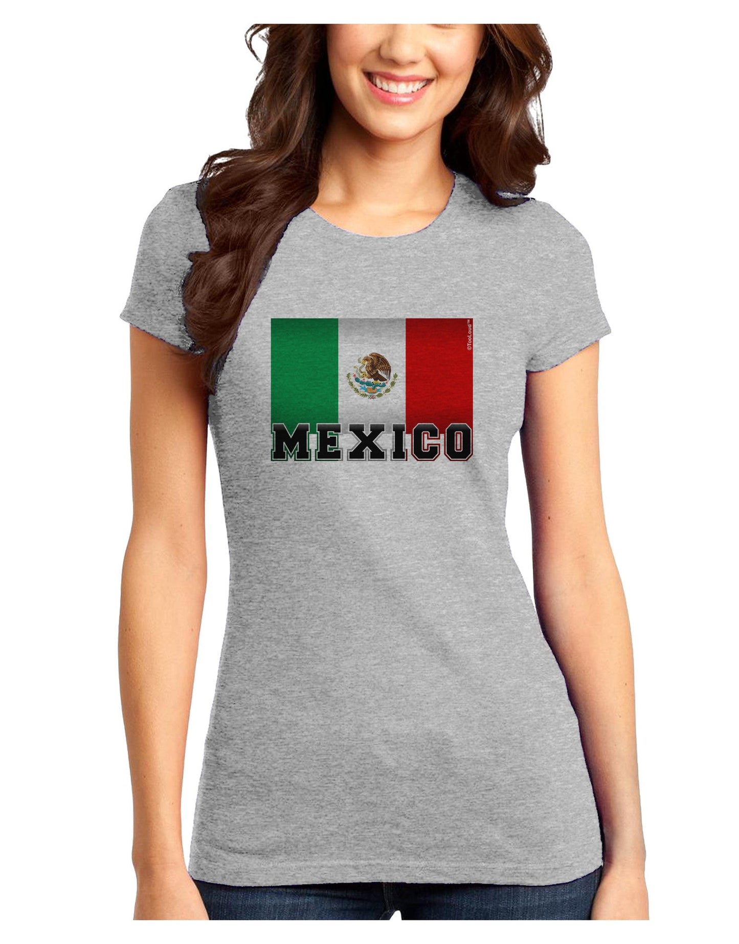 Mexico Flag Juniors Petite T-Shirt-T-Shirts Juniors Tops-TooLoud-Ash-Gray-Juniors Fitted X-Small-Davson Sales