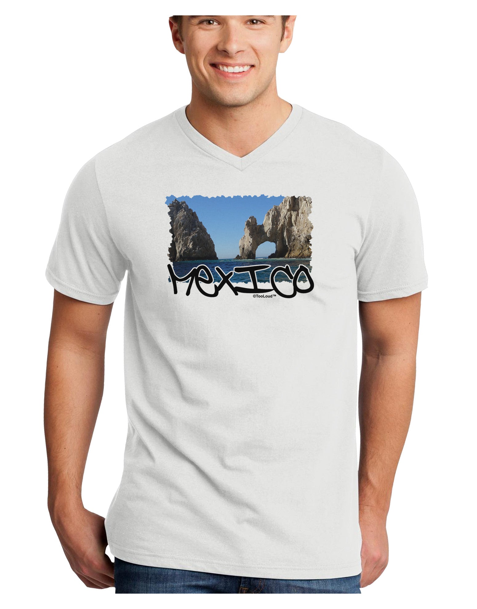 Mexico - Islands Cut-out Adult V-Neck T-shirt-Mens V-Neck T-Shirt-TooLoud-White-Small-Davson Sales