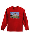 Mexico - Mayan Temple Cut-out Adult Long Sleeve Dark T-Shirt-TooLoud-Red-Small-Davson Sales