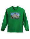 Mexico - Mayan Temple Cut-out Adult Long Sleeve Dark T-Shirt-TooLoud-Kelly-Green-Small-Davson Sales