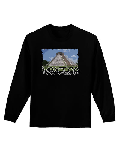 Mexico - Mayan Temple Cut-out Adult Long Sleeve Dark T-Shirt-TooLoud-Black-Small-Davson Sales