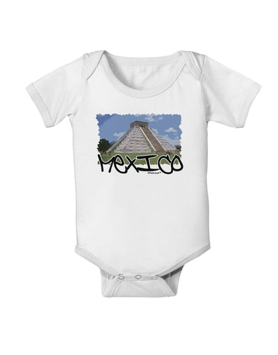 Mexico - Mayan Temple Cut-out Baby Romper Bodysuit-Baby Romper-TooLoud-White-06-Months-Davson Sales