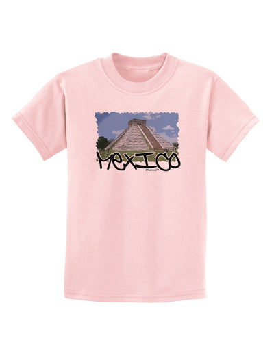 Mexico - Mayan Temple Cut-out Childrens T-Shirt-Childrens T-Shirt-TooLoud-PalePink-X-Small-Davson Sales