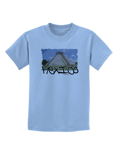 Mexico - Mayan Temple Cut-out Childrens T-Shirt-Childrens T-Shirt-TooLoud-Light-Blue-X-Small-Davson Sales