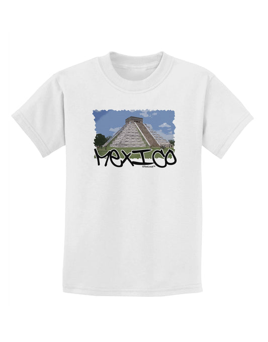 Mexico - Mayan Temple Cut-out Childrens T-Shirt-Childrens T-Shirt-TooLoud-White-X-Small-Davson Sales
