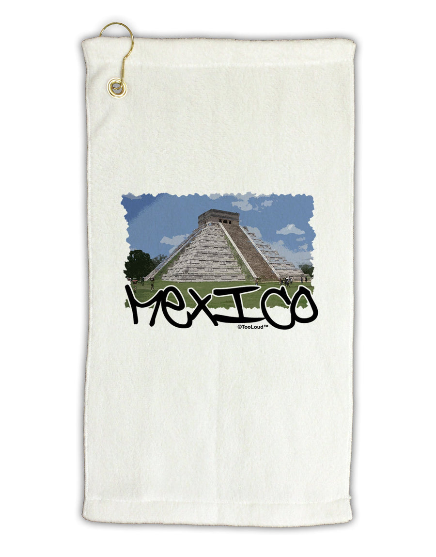 Mexico - Mayan Temple Cut-out Micro Terry Gromet Golf Towel 16 x 25 inch by TooLoud-Golf Towel-TooLoud-White-Davson Sales