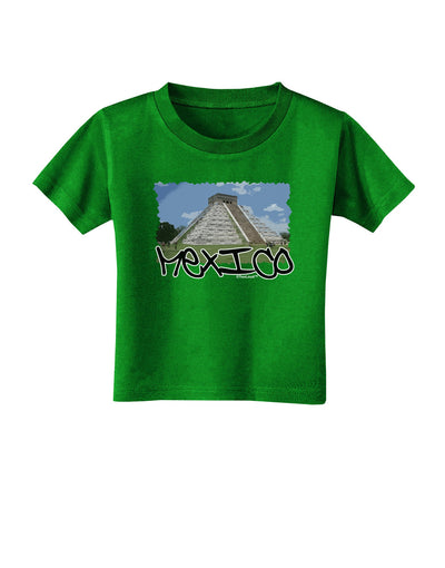 Mexico - Mayan Temple Cut-out Toddler T-Shirt Dark-Toddler T-Shirt-TooLoud-Clover-Green-2T-Davson Sales