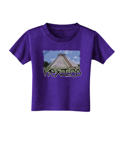 Mexico - Mayan Temple Cut-out Toddler T-Shirt Dark-Toddler T-Shirt-TooLoud-Purple-2T-Davson Sales