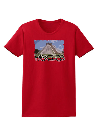 Mexico - Mayan Temple Cut-out Womens Dark T-Shirt-TooLoud-Red-X-Small-Davson Sales