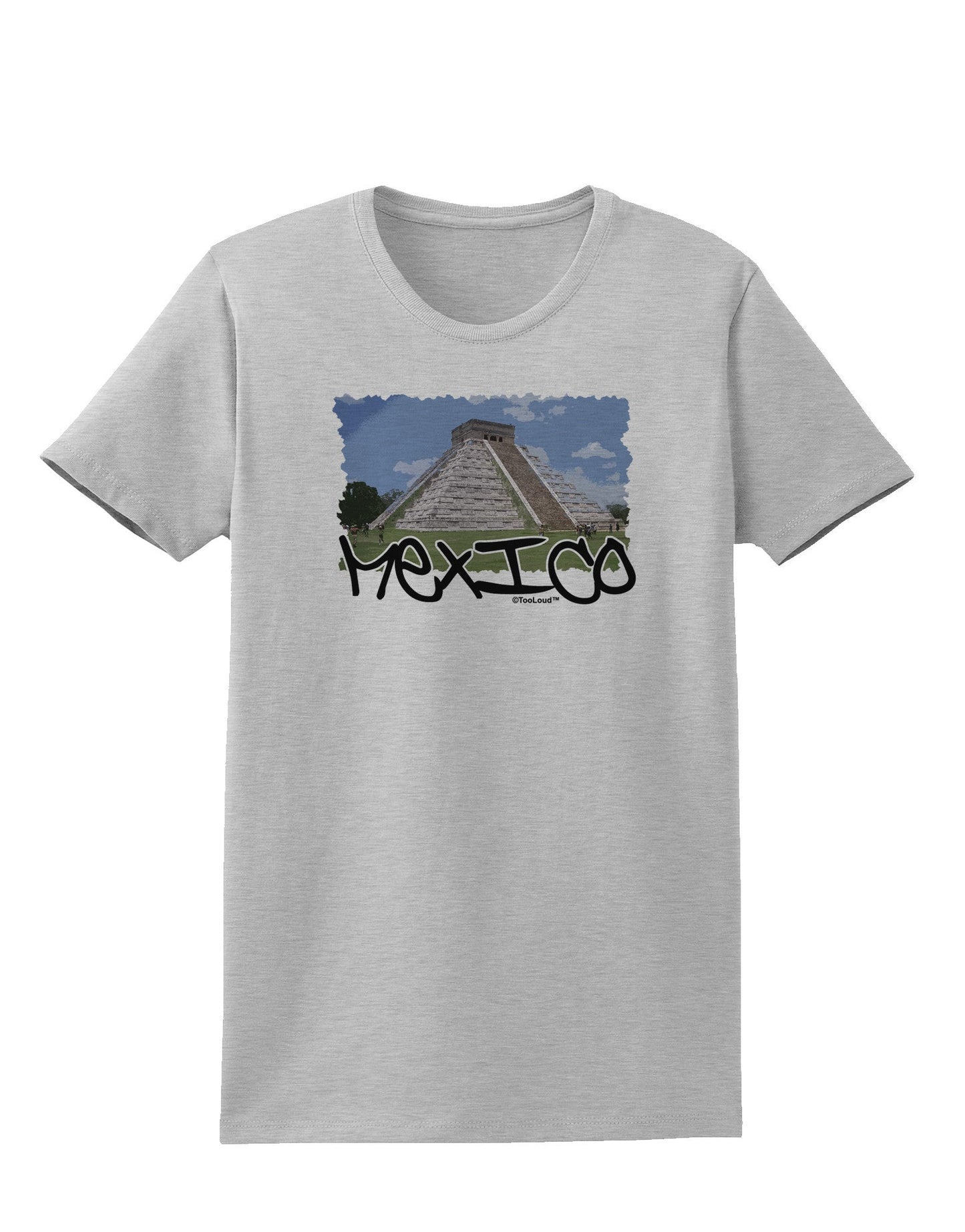 Mexico - Mayan Temple Cut-out Womens T-Shirt-Womens T-Shirt-TooLoud-AshGray-X-Small-Davson Sales