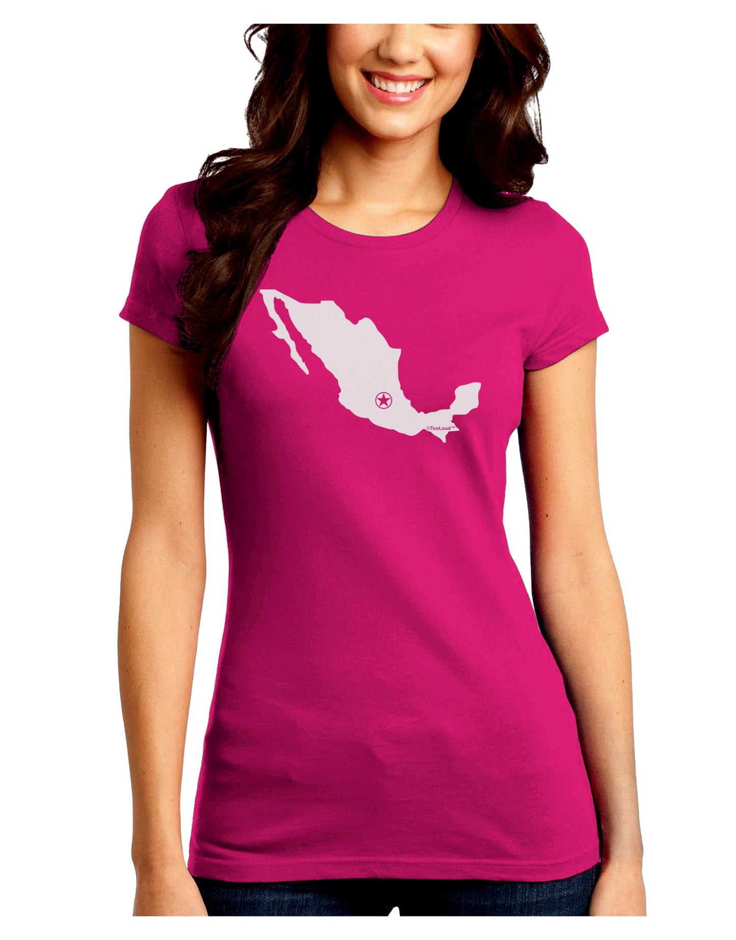 Mexico - Mexico City Star Juniors Crew Dark T-Shirt-T-Shirts Juniors Tops-TooLoud-Hot-Pink-Juniors Fitted Small-Davson Sales