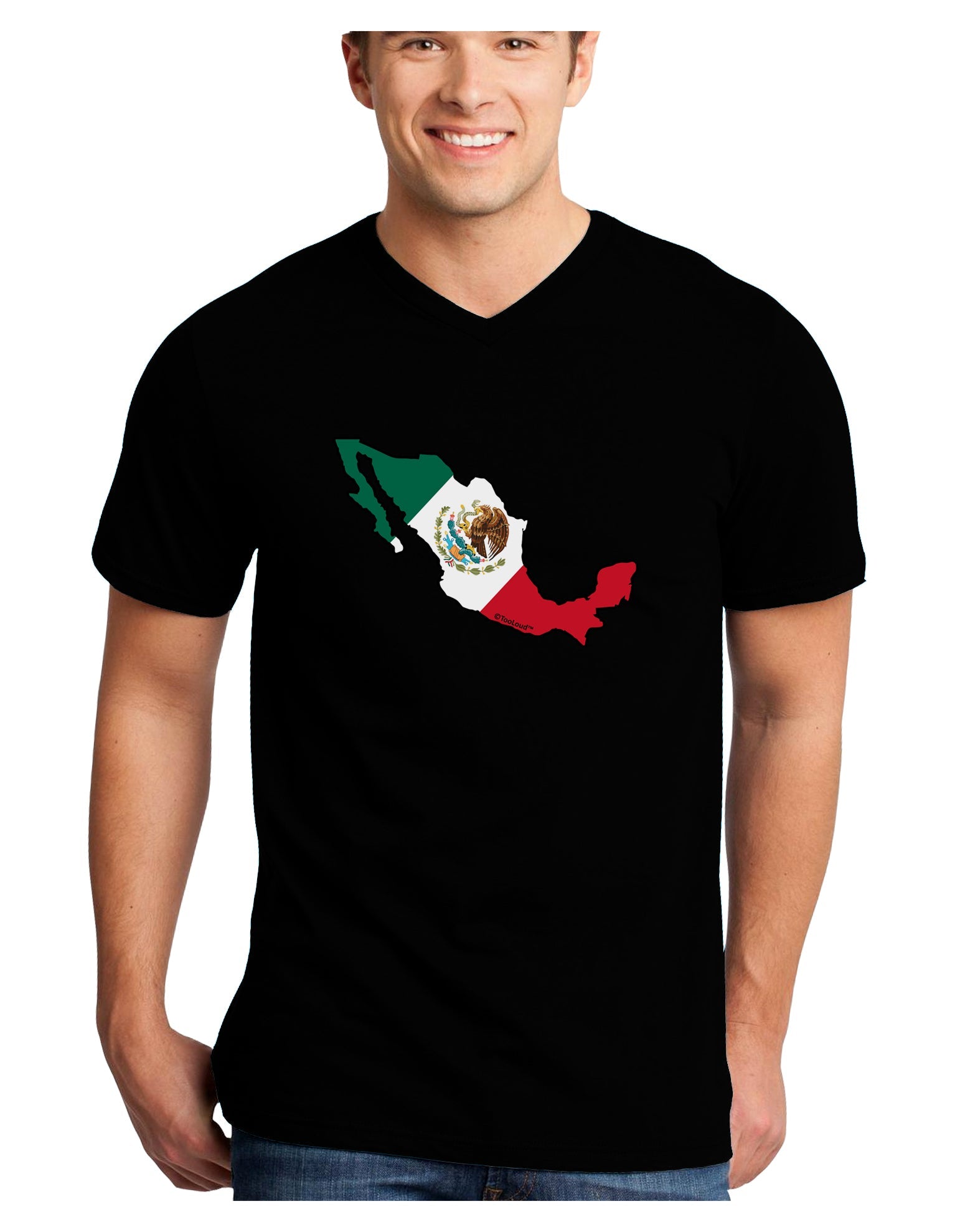 Mexico Outline - Mexican Flag Adult Dark V-Neck T-Shirt by TooLoud-Mens V-Neck T-Shirt-TooLoud-Black-Small-Davson Sales