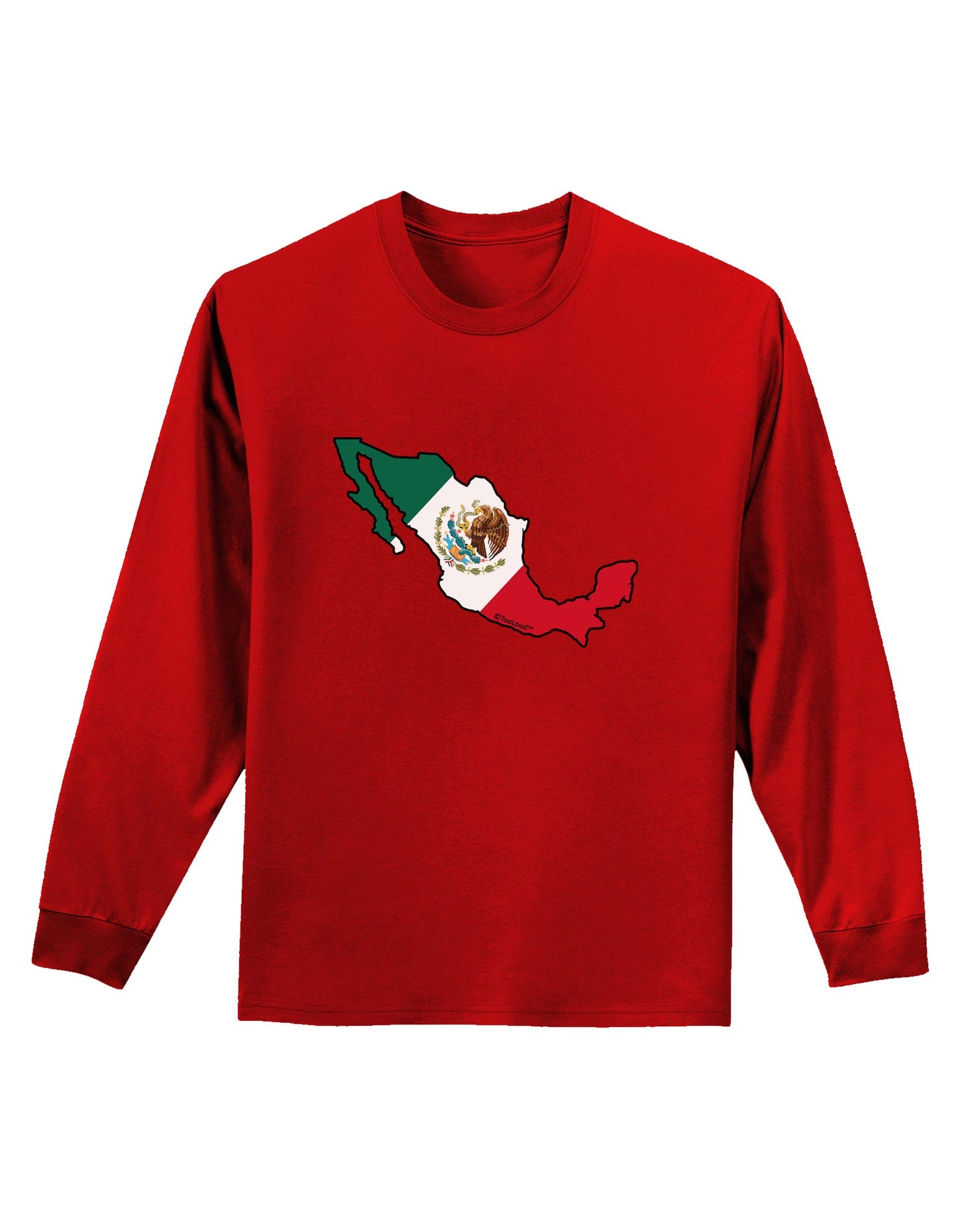 Mexico Outline - Mexican Flag Adult Long Sleeve Dark T-Shirt by TooLoud-TooLoud-Red-Small-Davson Sales