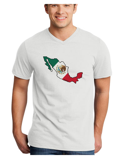 Mexico Outline - Mexican Flag Adult V-Neck T-shirt by TooLoud-Mens V-Neck T-Shirt-TooLoud-White-Small-Davson Sales