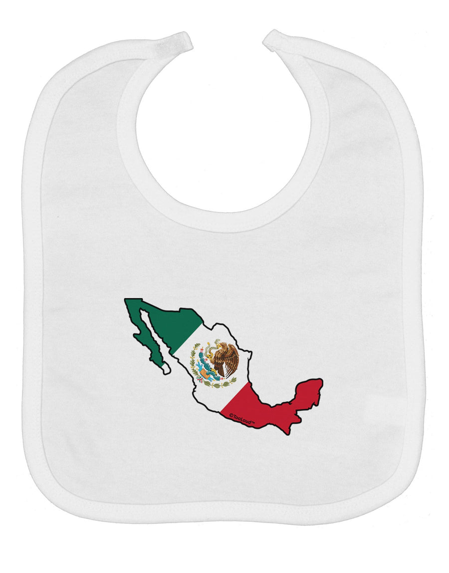 Mexico Outline - Mexican Flag Baby Bib by TooLoud