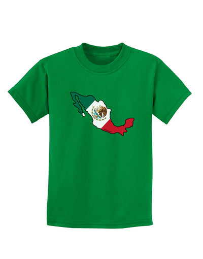 Mexico Outline - Mexican Flag Childrens Dark T-Shirt by TooLoud-Childrens T-Shirt-TooLoud-Kelly-Green-X-Small-Davson Sales