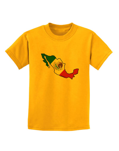 Mexico Outline - Mexican Flag Childrens T-Shirt by TooLoud-Childrens T-Shirt-TooLoud-Gold-X-Small-Davson Sales