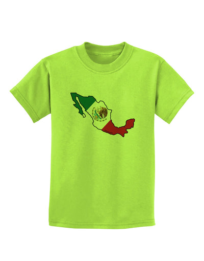 Mexico Outline - Mexican Flag Childrens T-Shirt by TooLoud-Childrens T-Shirt-TooLoud-Lime-Green-X-Small-Davson Sales