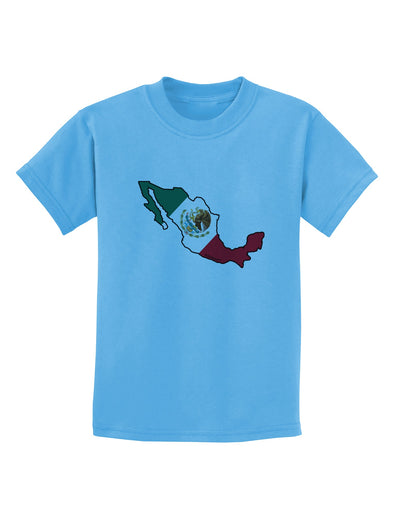 Mexico Outline - Mexican Flag Childrens T-Shirt by TooLoud-Childrens T-Shirt-TooLoud-Aquatic-Blue-X-Small-Davson Sales