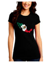 Mexico Outline - Mexican Flag Juniors Crew Dark T-Shirt by TooLoud-T-Shirts Juniors Tops-TooLoud-Black-Juniors Fitted Small-Davson Sales