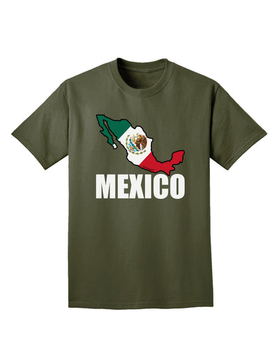 Mexico Outline - Mexican Flag - Mexico Text Adult Dark T-Shirt by TooLoud-Mens T-Shirt-TooLoud-Military-Green-Small-Davson Sales