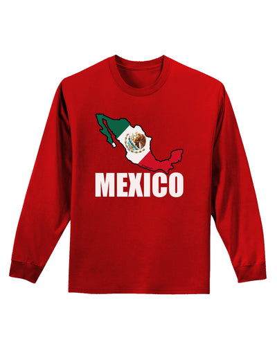 Mexico Outline - Mexican Flag - Mexico Text Adult Long Sleeve Dark T-Shirt by TooLoud-TooLoud-Red-Small-Davson Sales