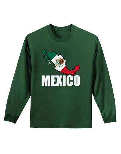 Mexico Outline - Mexican Flag - Mexico Text Adult Long Sleeve Dark T-Shirt by TooLoud-TooLoud-Dark-Green-Small-Davson Sales