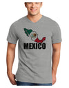 Mexico Outline - Mexican Flag - Mexico Text Adult V-Neck T-shirt by TooLoud-Mens V-Neck T-Shirt-TooLoud-HeatherGray-Small-Davson Sales