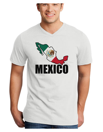 Mexico Outline - Mexican Flag - Mexico Text Adult V-Neck T-shirt by TooLoud-Mens V-Neck T-Shirt-TooLoud-White-Small-Davson Sales