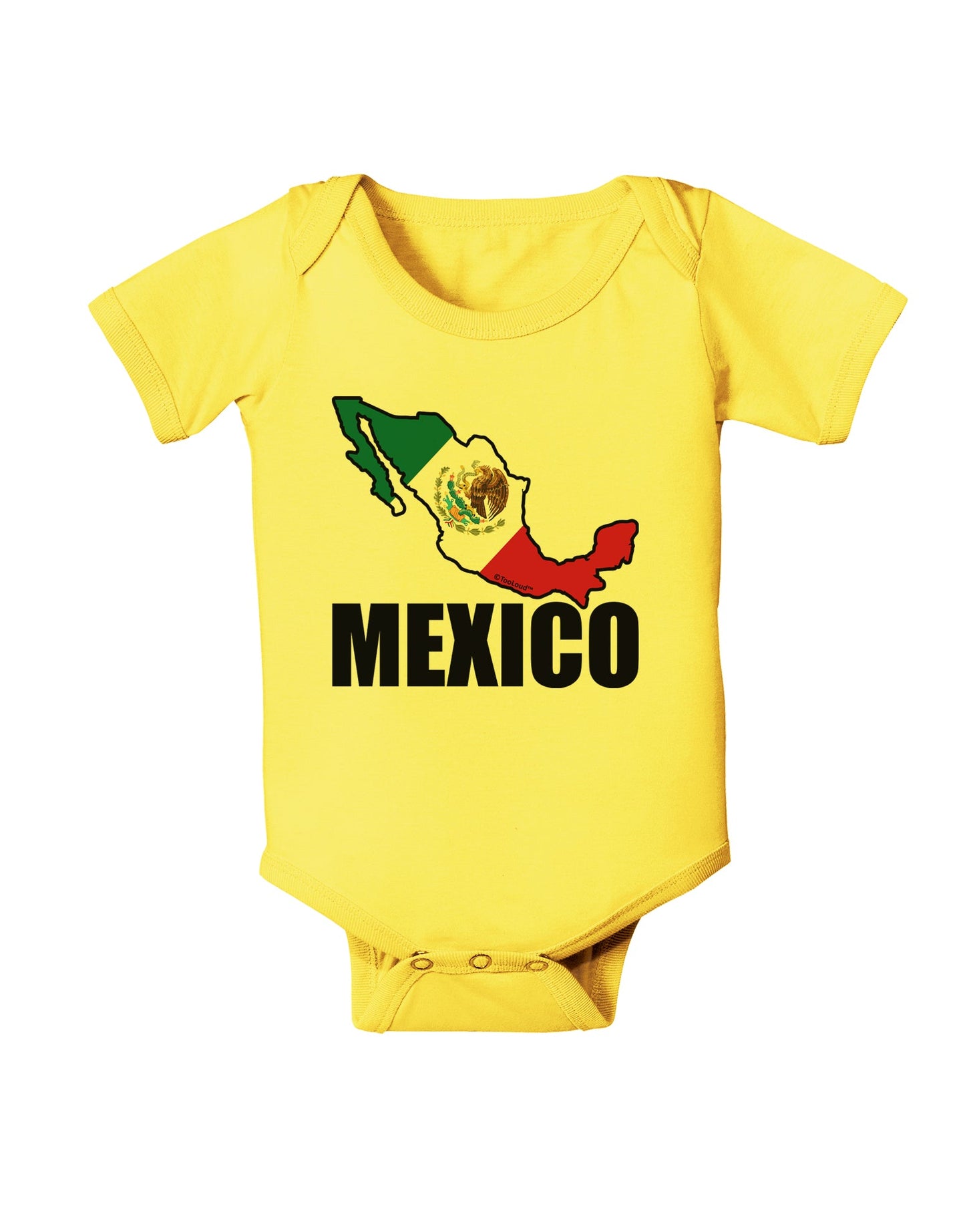 Mexico Outline - Mexican Flag - Mexico Text Baby Romper Bodysuit by TooLoud-Baby Romper-TooLoud-Yellow-06-Months-Davson Sales