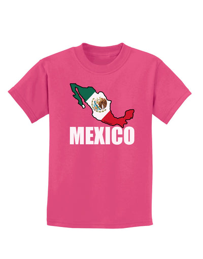 Mexico Outline - Mexican Flag - Mexico Text Childrens Dark T-Shirt by TooLoud-Childrens T-Shirt-TooLoud-Sangria-X-Small-Davson Sales