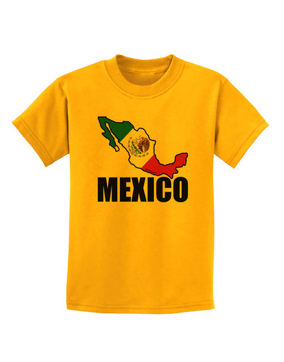 Mexico Outline - Mexican Flag - Mexico Text Childrens T-Shirt by TooLoud-Childrens T-Shirt-TooLoud-Gold-X-Small-Davson Sales