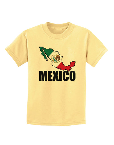 Mexico Outline - Mexican Flag - Mexico Text Childrens T-Shirt by TooLoud-Childrens T-Shirt-TooLoud-Daffodil-Yellow-X-Small-Davson Sales