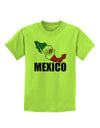 Mexico Outline - Mexican Flag - Mexico Text Childrens T-Shirt by TooLoud-Childrens T-Shirt-TooLoud-Lime-Green-X-Small-Davson Sales