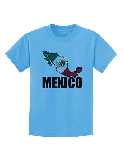 Mexico Outline - Mexican Flag - Mexico Text Childrens T-Shirt by TooLoud-Childrens T-Shirt-TooLoud-Aquatic-Blue-X-Small-Davson Sales