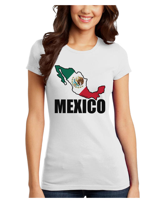 Mexico Outline - Mexican Flag - Mexico Text Juniors T-Shirt by TooLoud-Womens Juniors T-Shirt-TooLoud-White-Juniors Fitted X-Small-Davson Sales