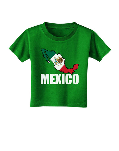 Mexico Outline - Mexican Flag - Mexico Text Toddler T-Shirt Dark by TooLoud-Toddler T-Shirt-TooLoud-Clover-Green-2T-Davson Sales