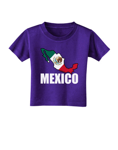 Mexico Outline - Mexican Flag - Mexico Text Toddler T-Shirt Dark by TooLoud-Toddler T-Shirt-TooLoud-Purple-2T-Davson Sales