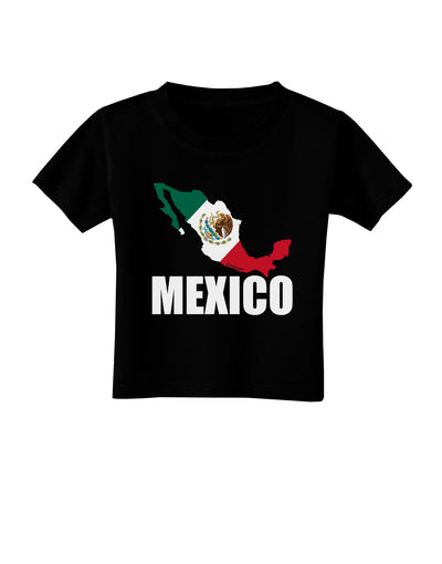 Mexico Outline - Mexican Flag - Mexico Text Toddler T-Shirt Dark by TooLoud-Toddler T-Shirt-TooLoud-Black-2T-Davson Sales