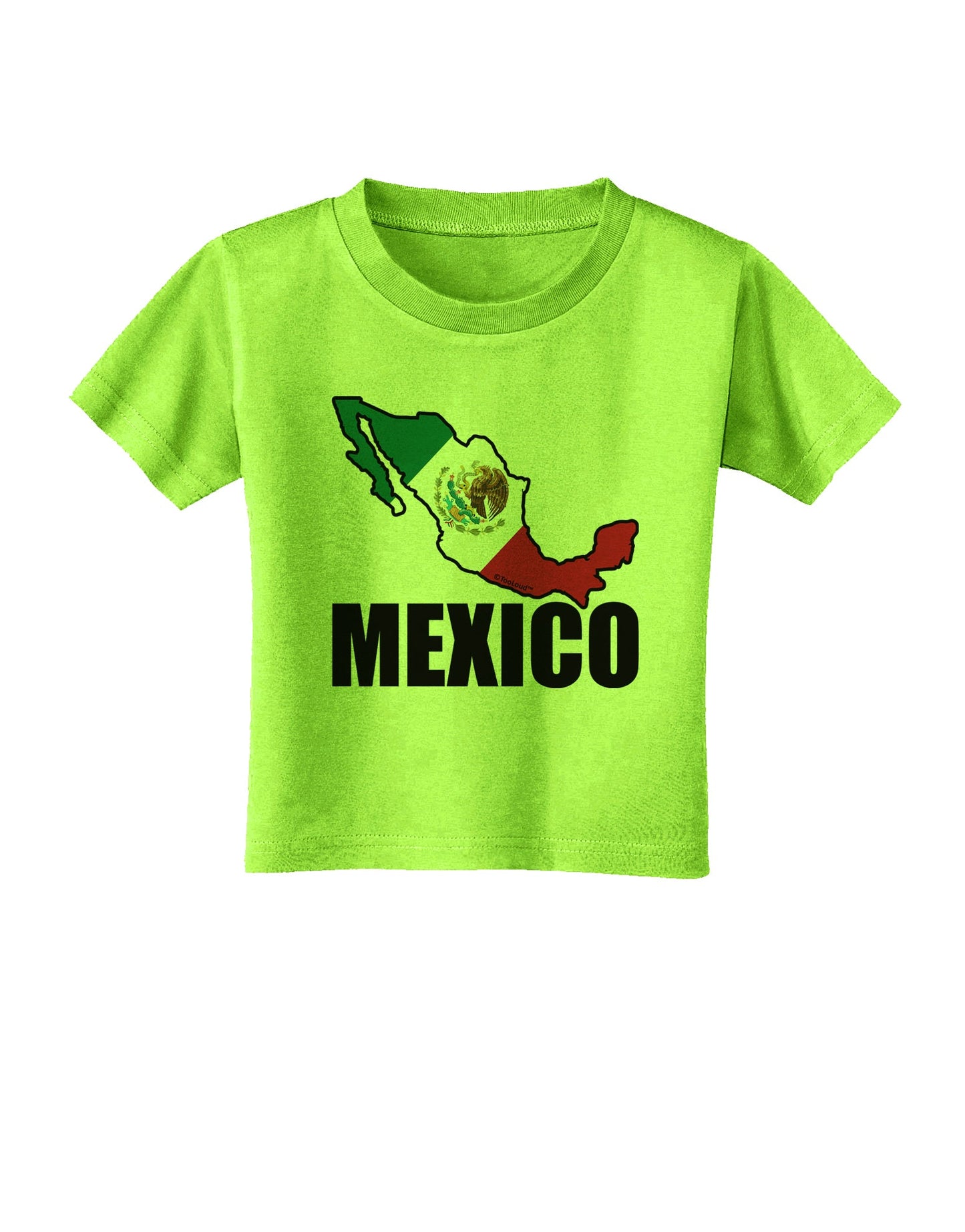 Mexico Outline - Mexican Flag - Mexico Text Toddler T-Shirt by TooLoud-Toddler T-Shirt-TooLoud-Lime-Green-2T-Davson Sales