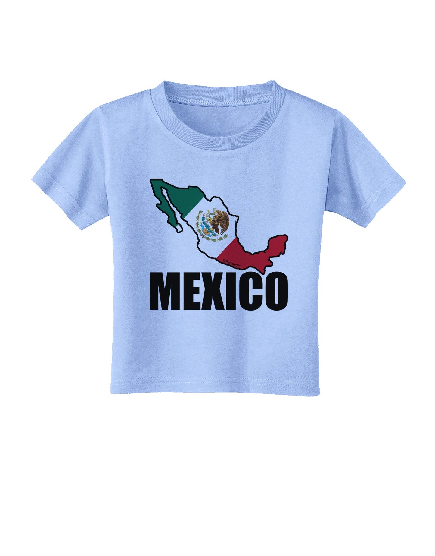 Mexico Outline - Mexican Flag - Mexico Text Toddler T-Shirt by TooLoud-Toddler T-Shirt-TooLoud-Aquatic-Blue-2T-Davson Sales