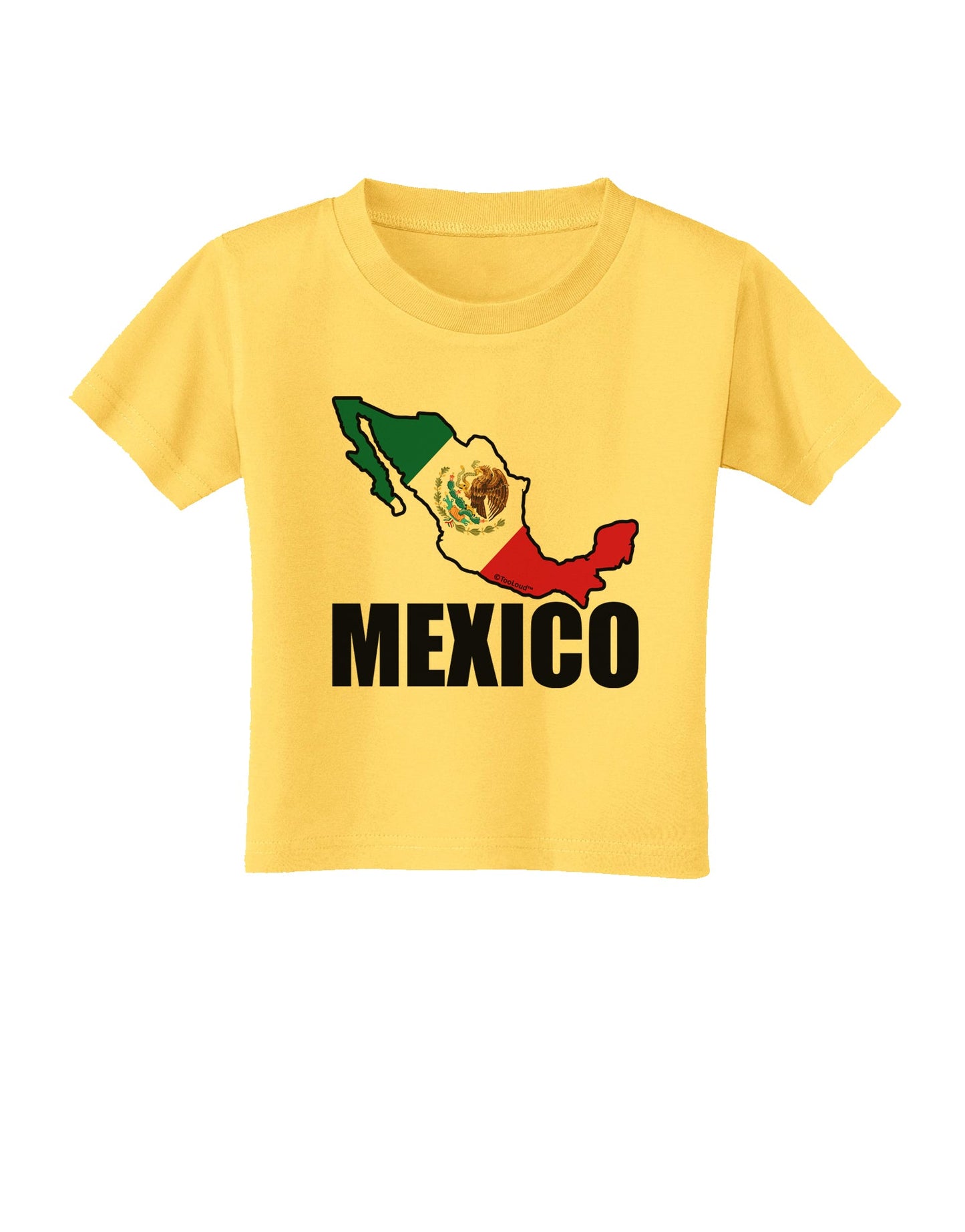 Mexico Outline - Mexican Flag - Mexico Text Toddler T-Shirt by TooLoud-Toddler T-Shirt-TooLoud-Yellow-2T-Davson Sales